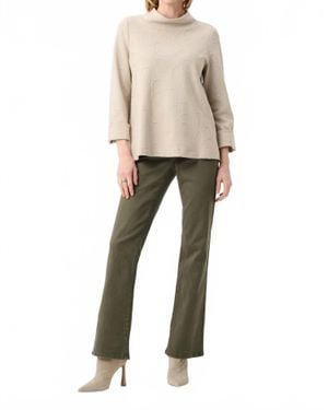 Joseph Ribkoff Jacquard Sweater Funnel Collar Trapeze Top - Natural