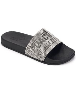 Kenneth Cole Screen Jewel Rhinestone Slip On Slide Sandals - Gray
