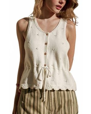 Kld. Signature Sleeveless Knit Vest With Drawstring Tie - Brown