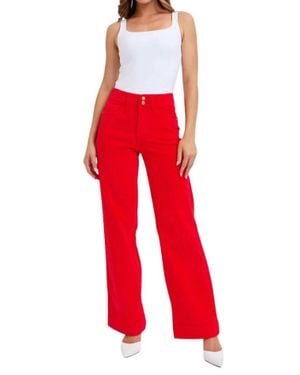 Judy Blue Corduroy Wide Leg Trouser - Red