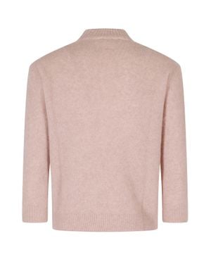 Roberto Collina Lupetto 3/4-Sleeve High-Neck Cashmere-Blend Sweater - Pink