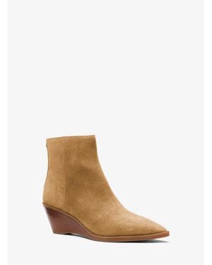 Michael Kors Mk Austin Suede Ankle Boot - White