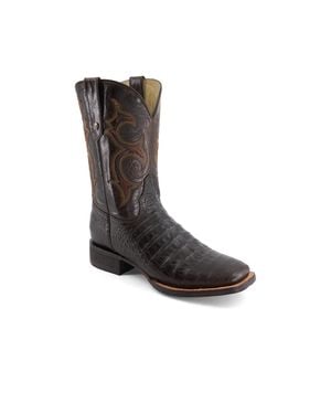 Forastero Croco Embossed Leather Cowboy Boots - Black