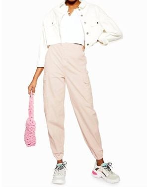 TOPSHOP High Rise Utility Cargo Pants - White