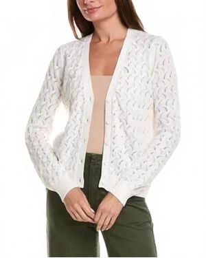 Minnie Rose Pointelle Cotton Cashmere Cardigan - White