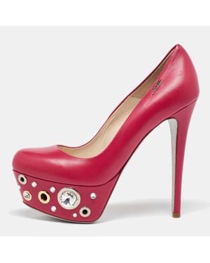 Loriblu Leather Crystal Embellished Platform Pumps - Pink