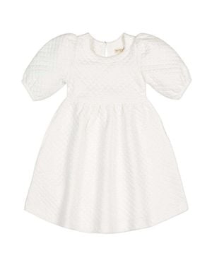 Hope & Henry Puff Sleeve Double Quilted Dress - White