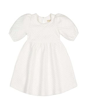 Hope & Henry Puff Sleeve Double Quilted Dress - White
