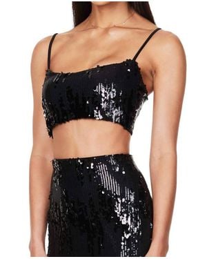 Nookie Cascade Sequin Crop Top - Black