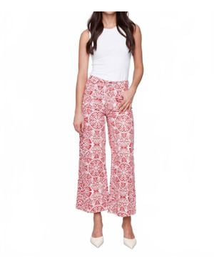 Charlie b Printed Flare Pants With Patch Pockets - Pink