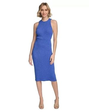 Calvin Klein Top Dazzling Ribbed Crew Neck Sleeveless Fts1193 - Blue