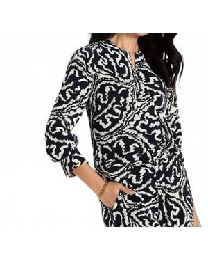 NIC+ZOE Leaf Double Crepe Top - Black