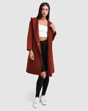 Belle & Bloom Walk This Way Wool Blend Oversized Coat - Red