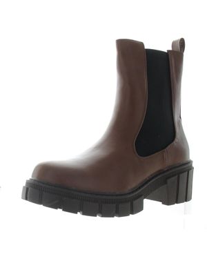 French Connection Montana Lug Stretch Leather Mid-Calf Boots - Brown