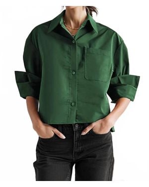 Naked Zebra Kelly Rolled Sleeve Blouse - Green