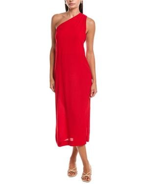 Haight Angelina Linen-Blend Midi Dress - Red