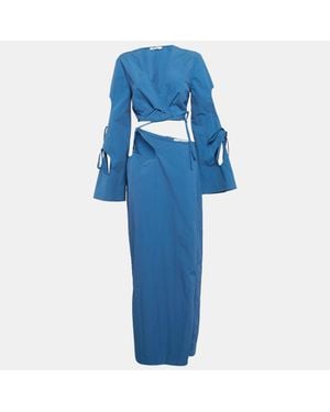 Christopher Esber Nylon Blend Tie-Up Skirt And Top Set M - Blue