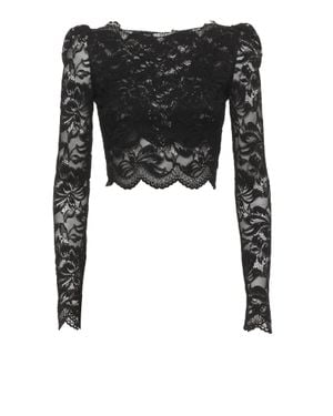 Rabanne Wide Neck Lace Sweater - Black