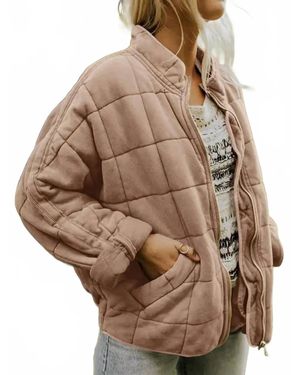 Sweet as a Peach Quilted Winter Jacket - Brown