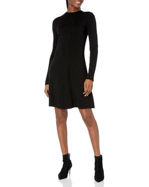 Vince Long Sleeve Crew Neck Mini Dress - Black
