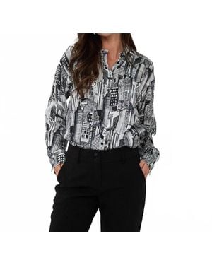 EsQualo City Print Blouse - Black