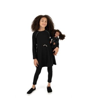 Leveret Bow Tie Dress Set for Girls and Dolls - Black