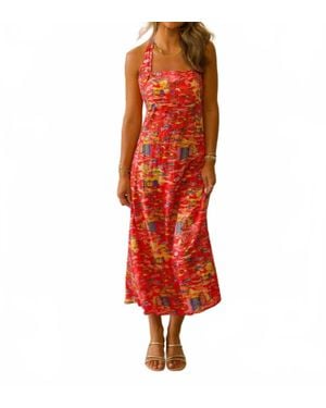 TCEC Halter Top Midi Dress - Red