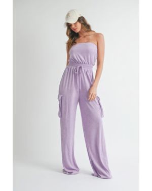 TRUEDAMES Tube Top Jumpsuit Romper - Purple