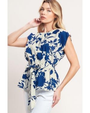 TRUEDAMES Love Grows Here Woven Top - Blue