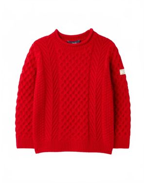 Joules Kids Aran Knit Sweater - Red