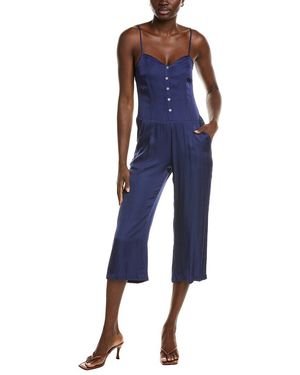 Chaser Brand Button Front Cropped Cami Jumpsuit - Blue