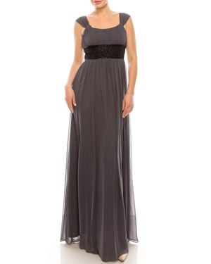 Decode 1.8 Ruched Empire Waist Embellishment Detail Chiffon Dress - Brown