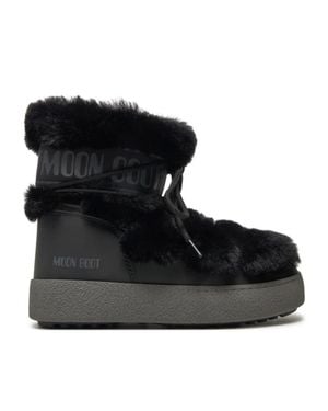Moon Boot Mb Ltrack Nylon Faux Fur Lace-Up Boots - Black