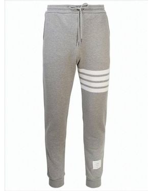 Thom Browne Classic Tapered Jogger Pants With Rwb Accents - Gray