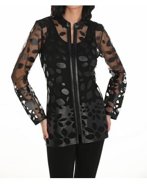 FRANK LYMAN Laser-Cut Leatherette Jacket - Black