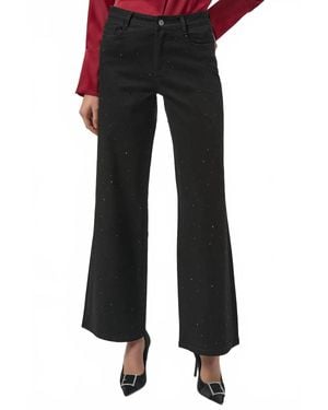 Joseph Ribkoff Studded Wide Leg Flare Jeans - Black