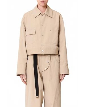 Plan C Tech Twill Crop Jacket - Natural