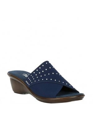 Onex Nori Rhinestone Elastic Wedge Sandals - Blue