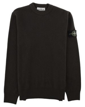Stone Island Ribbed Wide-Fit Sweater - Black
