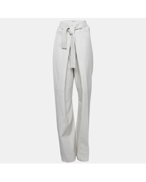 Ferragamo Light Leather Elasticated Waist Harem Pants - Gray