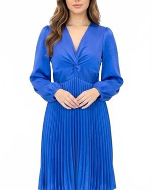 J joy Front Twisted Pleated Dress - Blue