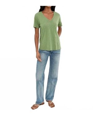 Mod-o-doc Short Sleeve Boxy V-Neck Tee - Green