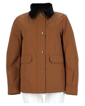 Woolrich Contrast Collar Structured Wool-Blend Bomber Jacket - Brown