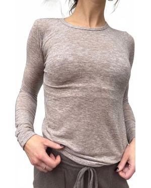 Bobi Crewneck Long Sleeve Tee - Gray