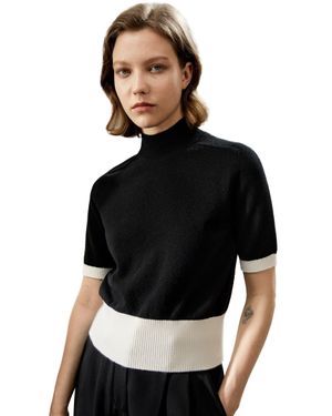 LILYSILK Gemini Mock Neck Cashmere Shirt For - Black