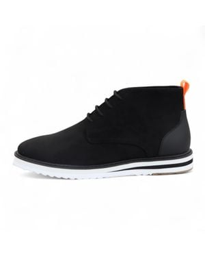 Infinity Leather Suede Lace-Up Ankle Desert Boots - Black