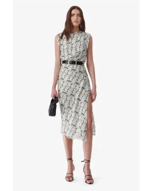 IRO Paris Rachelie Printed Silk Long Dress - White