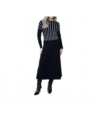 Marble Ladies Vertical Striped Sweater - Blue