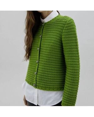 Marble Textured Long Sleeves Cardigan - Green