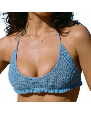 Indah Santia Crochet Bikini Top - Blue